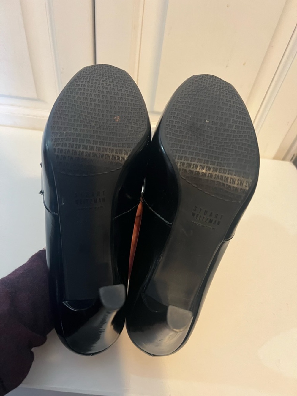 Stuart Weitzman "Bowtie" Black Patent Peep Toe Pumps. Size 8.5. EUC - Picture 8 of 13